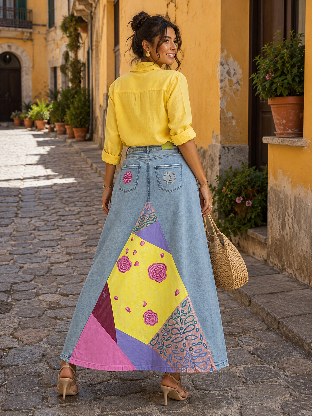 HUMMINGBIRD DENIM MAXI SKIRT