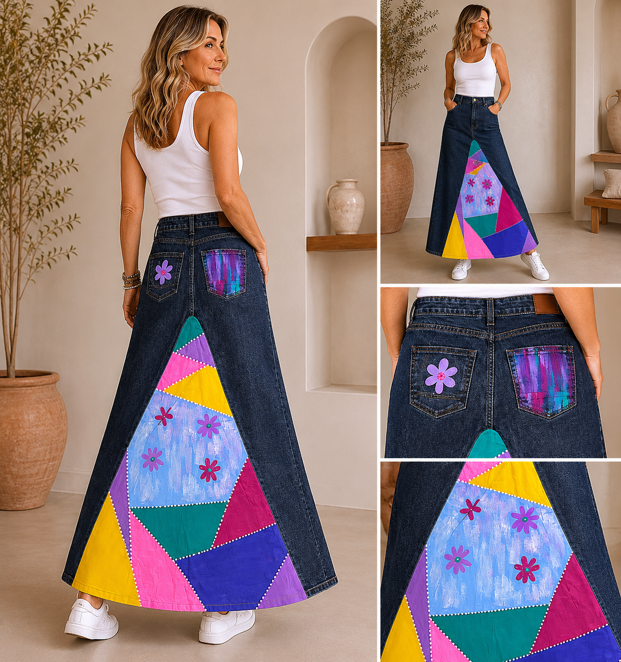 MANDALA DENIM MAXI SKIRT