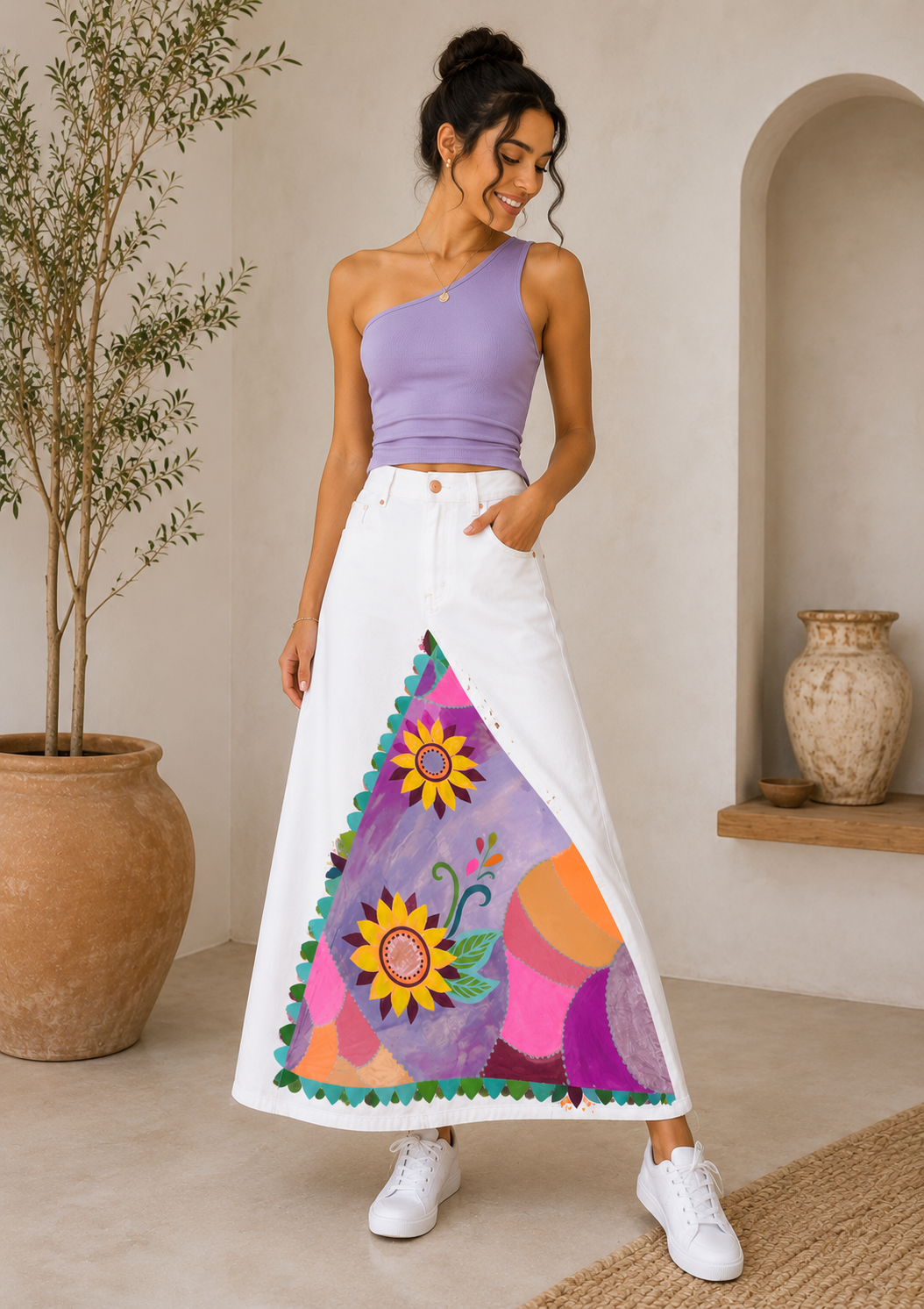 PURPLE SUNFLOWERS SKIRT