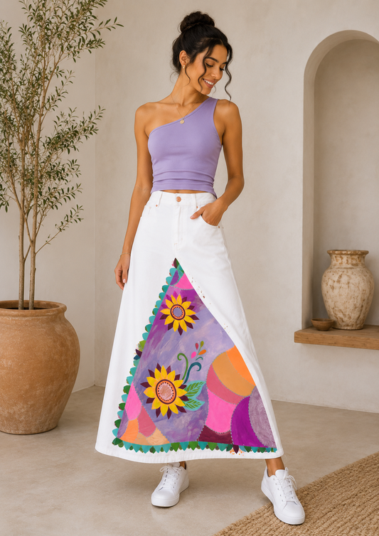 PURPLE SUNFLOWERS SKIRT